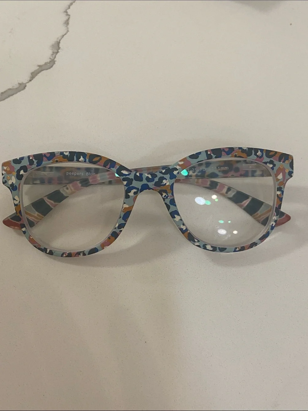 Peppers blue light glass +2.50 Blue Multi Leopard Print Eyewear Frames